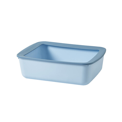 Large Cats Litter Box Semi-Closed Plastic Tray Light Blue 1