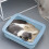 Large Cats Litter Box Semi-Closed Plastic Tray Light Blue 6