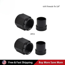 6AN Female to 3/8" Tube Nut and Sleeve 37 Aluminum Black