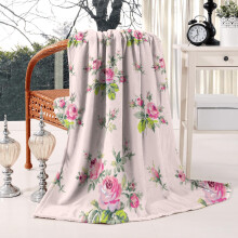 Vintage Floral Throw Blanket Soft Warm Pink Rose Peony