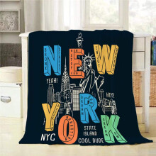 NYC Throw Blanket Black Flannel Plush 40x50 inch