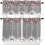 Christmas Kitchen Curtains Set Grey Farmhouse Snowflake Red 1