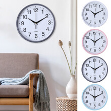 Round Wall Clock Simple Grey Quartz Battery Operated
