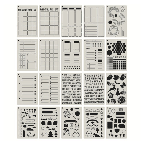 A5 Planner Stencils for DIY Journal and Scrapbook 20 pcs
