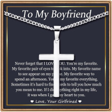 Cross Necklace Silver Cuban Link Chain for Men