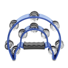 Half Moon Tambourine with Double Row Jingles Blue