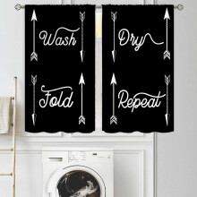 Black and Yellow Laundry Room Curtains 2 Panels 27.5x36