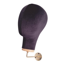 Wall Mounted Velvet Mannequin Head Hat Display Stand Black