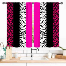 Pink Zebra Leopard Print Curtains for Girls Room 27.5 x 36
