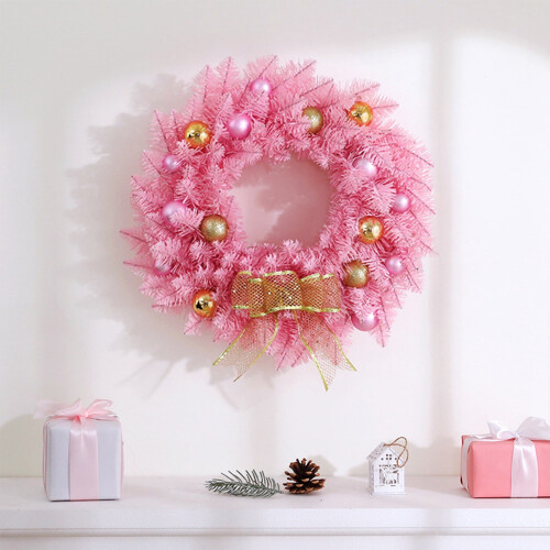 Pink Christmas Wreath Plastic 15.7 inch