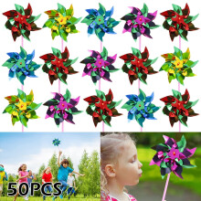 Plastic Pinwheel Set Colorful Windmill Toy for Kids 50 pcs