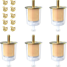 Inline Fuel Filter 3/8 Inch with Hose Clamps 5 Pcs