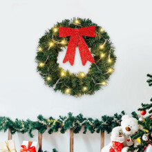 Pre-lit Christmas Wreath 16 Inch Artificial Green with 20