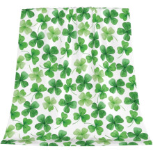 Green Shamrock Flannel Fleece Throw Blanket 50x60 inches