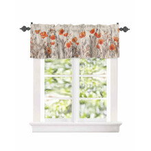 Watercolor Orange Poppy Curtain Valance 42x12 in Rod Pocket