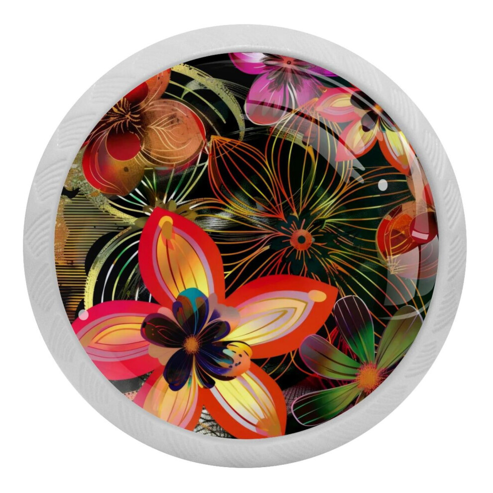 Floral Crystal Glass Cabinet Knobs 4 Pcs 9027700293823