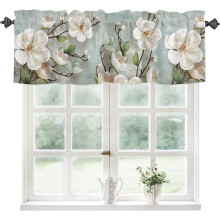 Kitchen Curtains Valances White Floral Vintage 1 Panel 54"