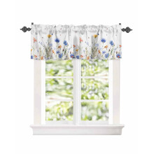 Cantonnière à motif papillons et fleurs, bleu champêtre, 152 x 46 cm (60 x 18 po) avec tringle