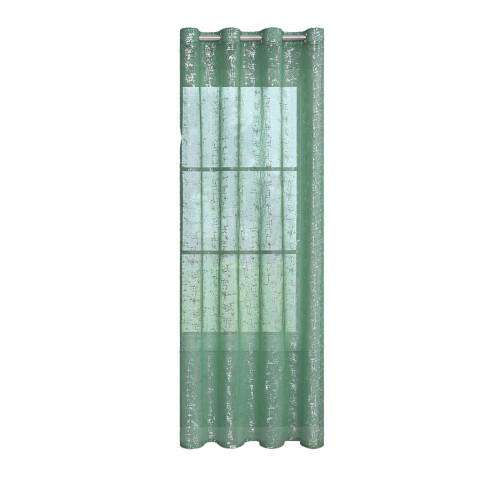 Teal Sheer Curtains with Silver Foil Pattern Light