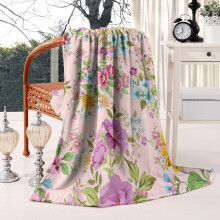 Vintage floral throw blanket pink rose peony watercolor