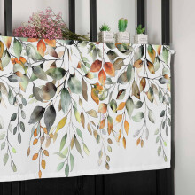 Eucalyptus Leaf Curtain Valance Sage Green on White Rod