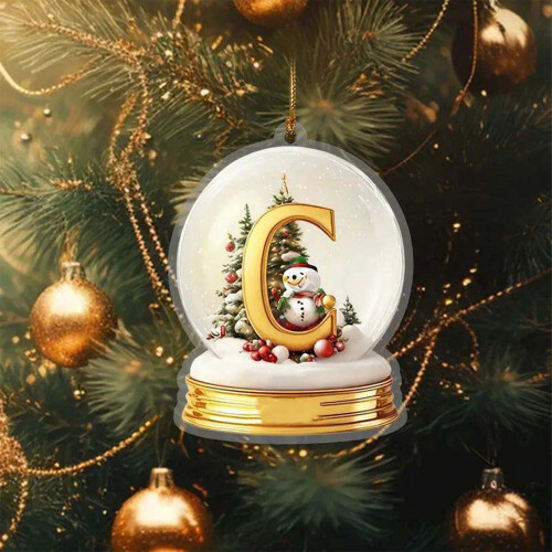 Yellow Crystal Acrylic Christmas Tree Letter Ornament Set