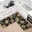 Boho Kitchen Mat Set Black Paisley Floral 2 pcs 17x47 in + 1