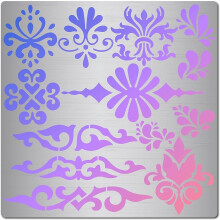 Metal Floral Stencil 6.3 x 6.3 Inch Stainless Steel