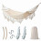Double Macrame Hammock Canvas Swing Bed 2-Person 1