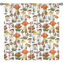 Retro Mushroom Curtains Pink Bugs Thermal Drapes 84x84 Inch