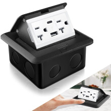 Waterproof Pop-Up Floor Outlet Kit Black 20A