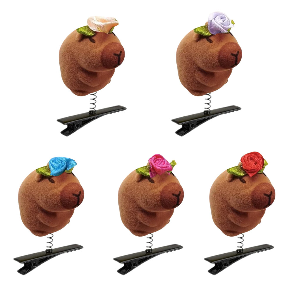 Cartoon Capybara Hair Clips Sunglasses Design 5 pcs