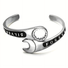 Wrench-Shaped Adjustable Men's Bracelet Silvery