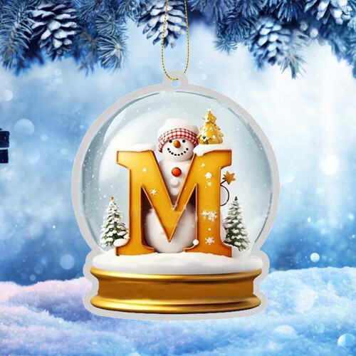 Yellow Crystal Acrylic Christmas Tree Initial Ornaments