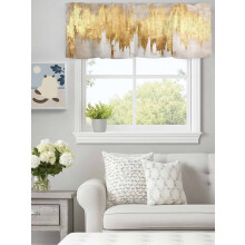 Gold Foil Abstract Geometric Curtain Valance 60x18 Inch Rod