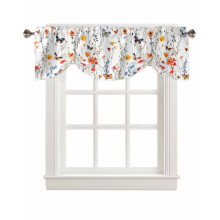 Cantonnière de style campagnard à motif floral, passe-tringle blanc