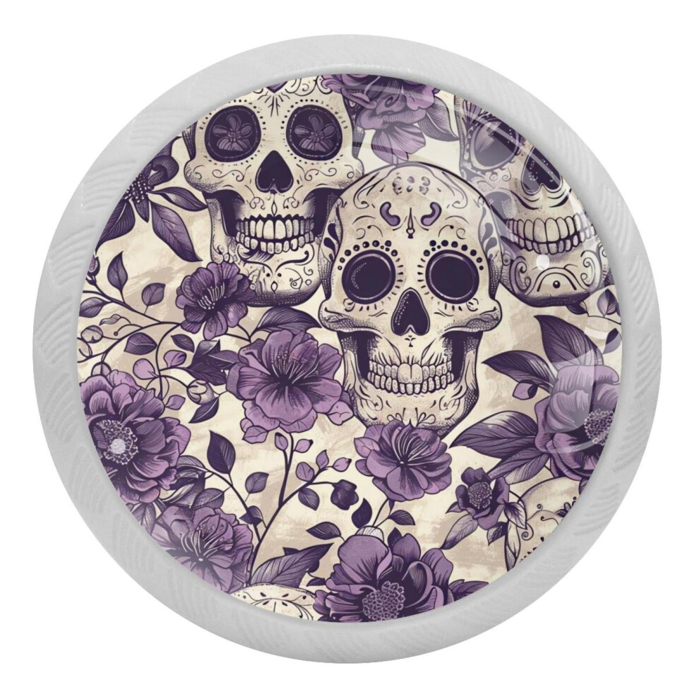 Purple Skull Crystal Glass Cabinet Knobs 4 Pcs 9027700317093