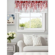 Red Watercolor Eucalyptus Curtain Valance 60x18 Rod Pocket