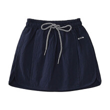 Girls Cargo Mini Skirt Blue High Waist Elastic Split Hem