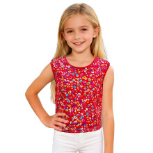 Kids Leopard Glitter Tank Top for Photography and Play Red