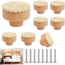 Rattan Furniture Button Handle White Circular 8-Piece