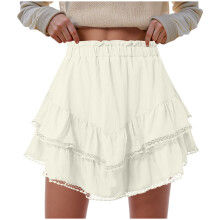 Women's Flowy Boho Skorts High Waist Ruffled Mini Skirt