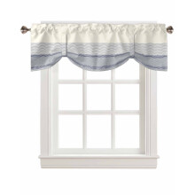 Blue and White Striped Valance for Kitchen Bathroom Bedroom