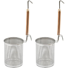 Passoire à pâtes en acier inoxydable avec manche en bois (lot de 2)