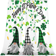 St. Patrick's Day Throw Blanket Green Shamrock 50 x 60 in