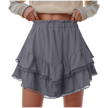 Women's Flowy Boho Ruffle Tiered Skorts High Waist