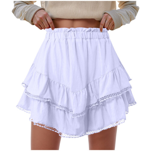 Women's Flowy Boho Ruffle Tiered Skorts High Waist