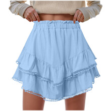Women's Flowy Boho Skorts High Waist Ruffled Tiered Shorts