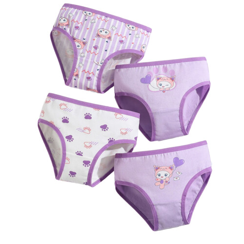 Girls' Cotton Briefs Cartoon Pattern 4 Pcs