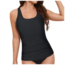Tankini Top for Women Black Tummy Control Swim Top Size M